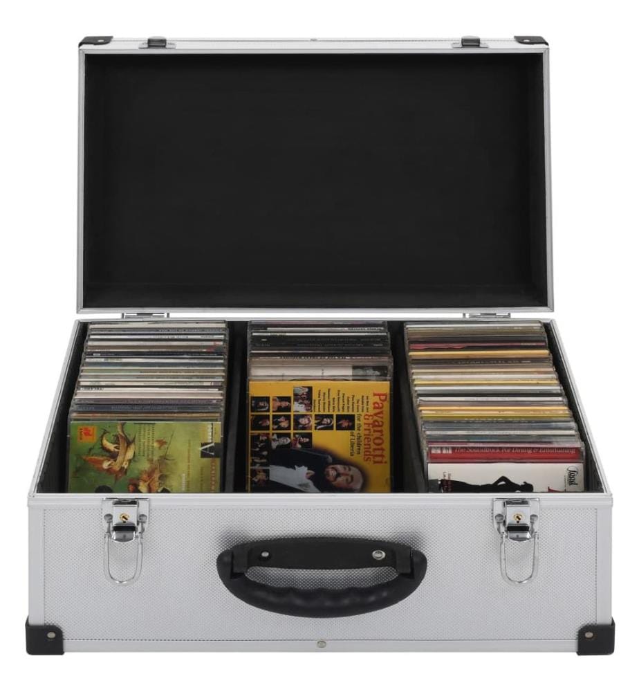 CD-Koffer für 60 CDs Aluminium ABS Silbern