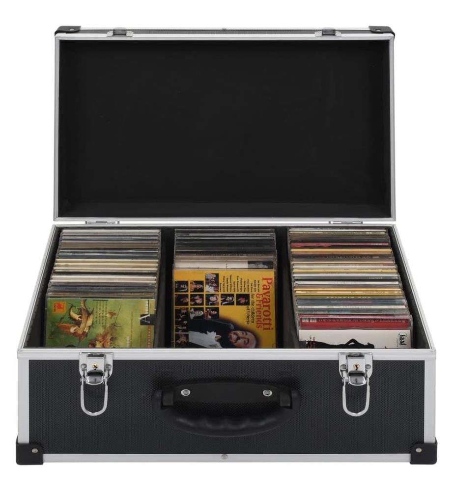 CD-Koffer für 60 CDs Aluminium ABS Schwarz