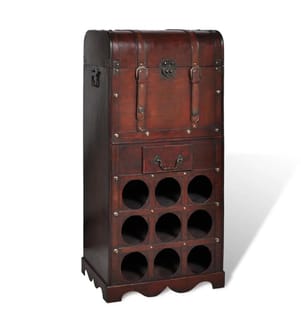 Holz-Flaschenregal für 9 Flaschen mit Aufbewahrungstruhe