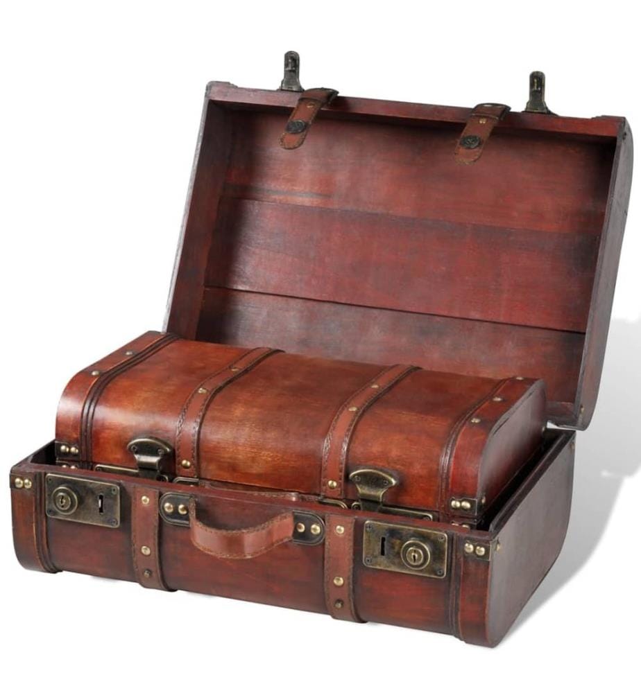 Dekokoffer aus Holz 2 Stk. Retro-Stil Braun