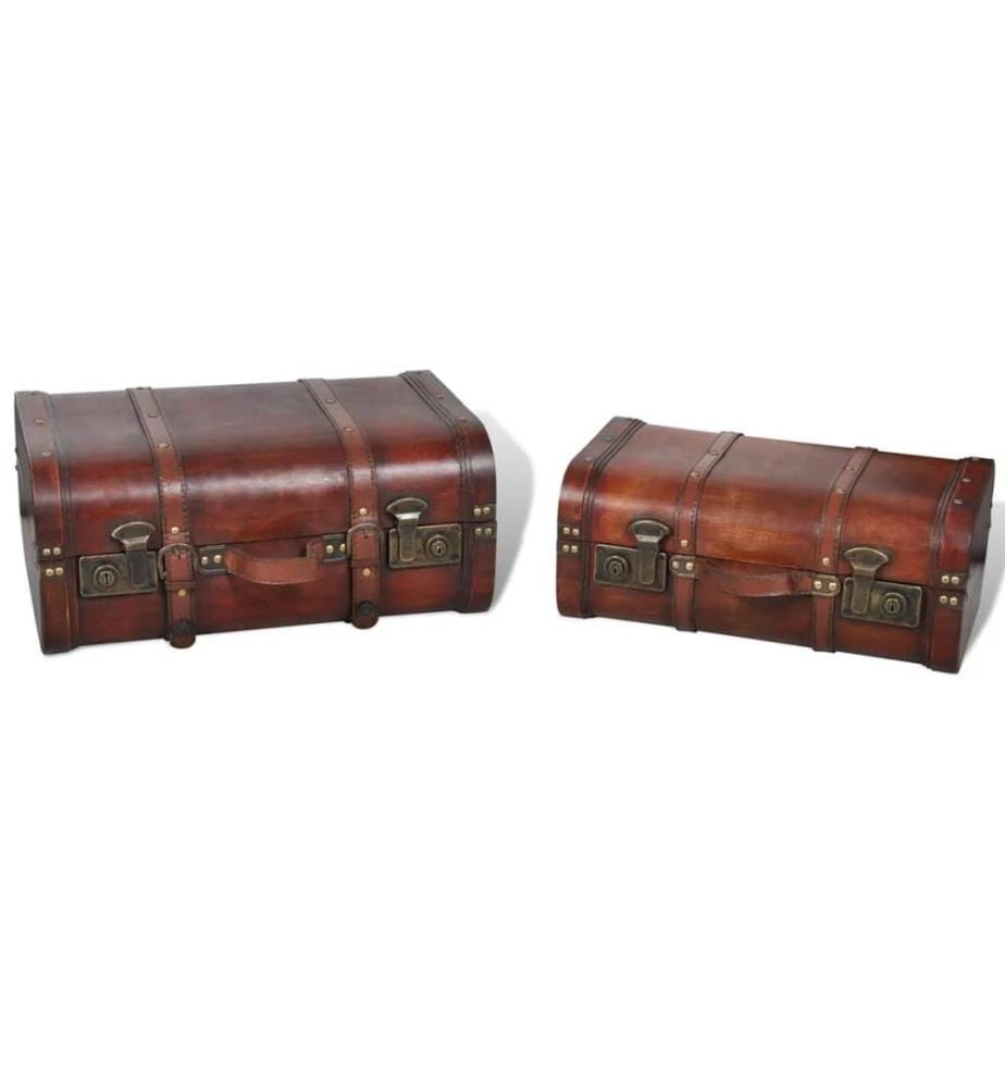 Dekokoffer aus Holz 2 Stk. Retro-Stil Braun