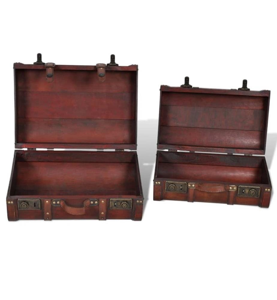Dekokoffer aus Holz 2 Stk. Retro-Stil Braun