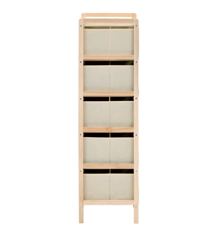 Korb-Kommode mit 5 Stoffkörben Zedernholz Beige