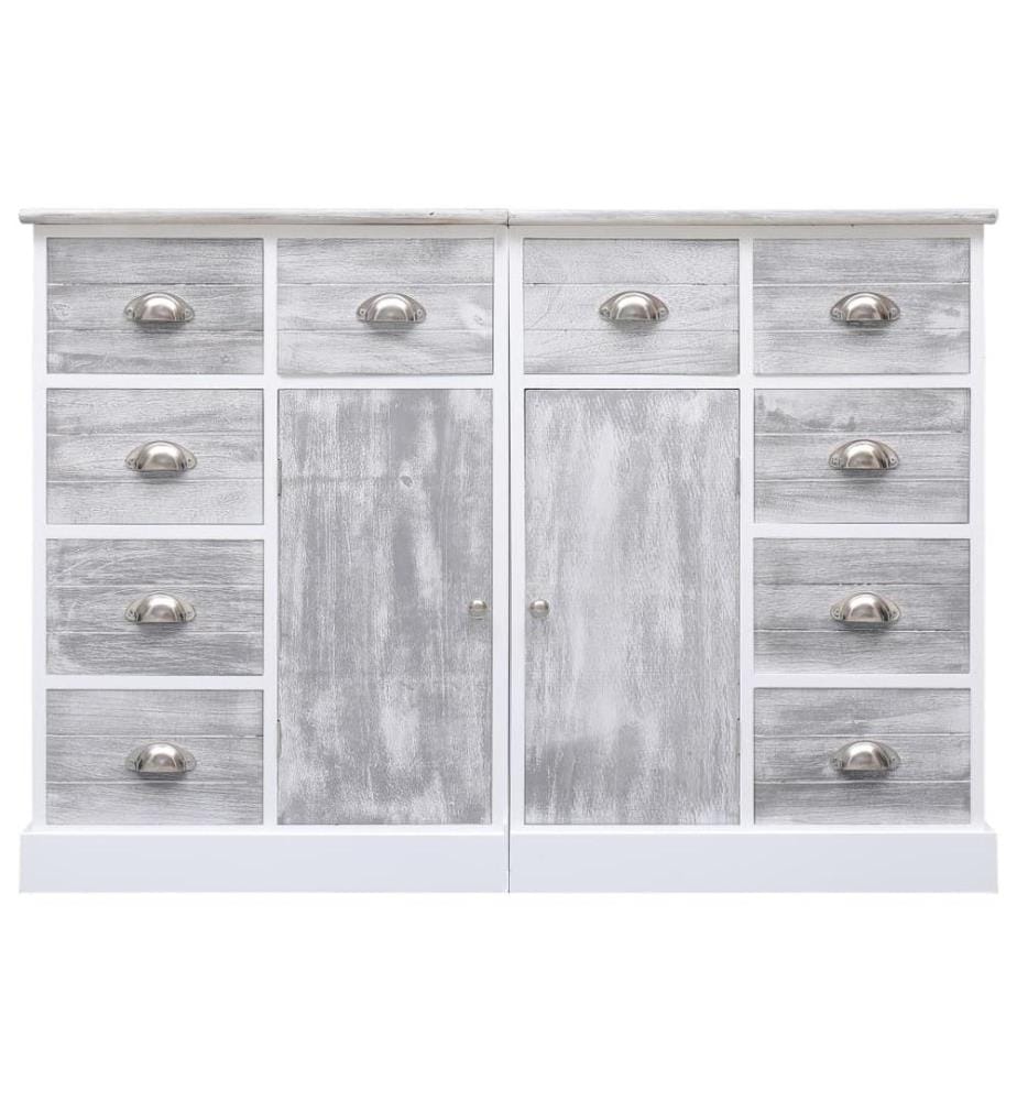 Sideboard mit 10 Schubladen Grau 113x30x79 cm Holz