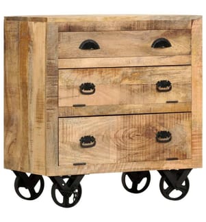 Beistellschrank mit Rädern 70 x 40 x 75 cm Massivholz Mango