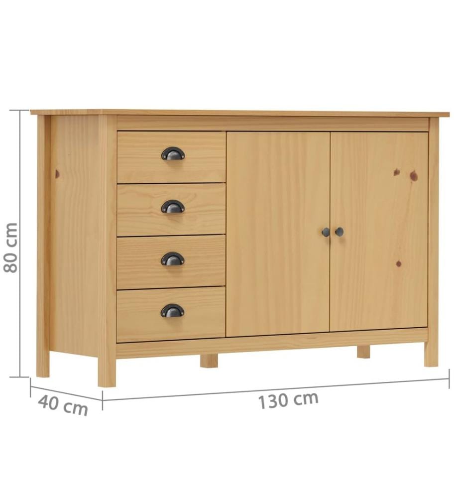 Buffet Hill Marron miel 130x40x80 cm Bois de pin solide
