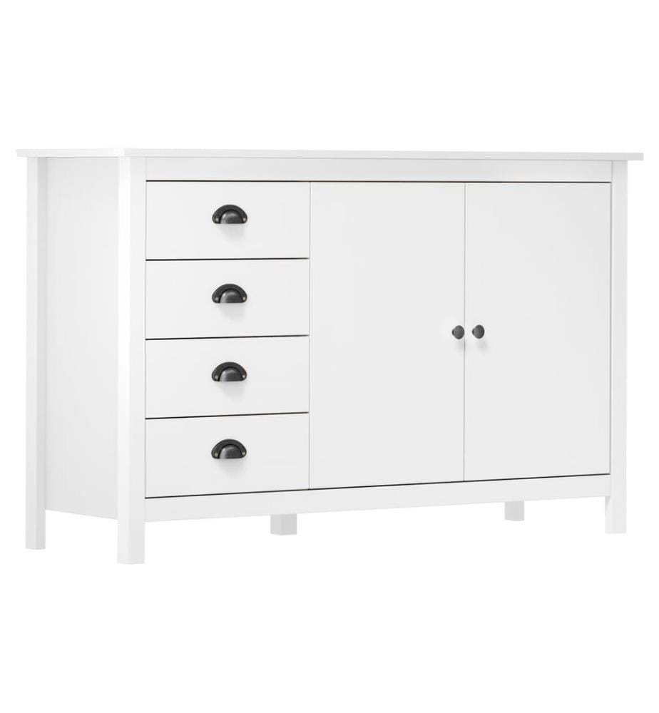 Buffet Hill Blanc 130x40x80 cm Bois de pin solide