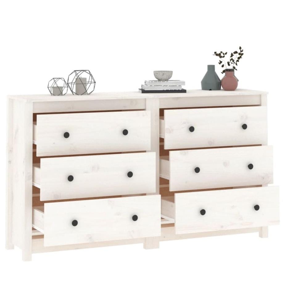 Buffet Blanc 140x35x80 cm Bois massif de pin