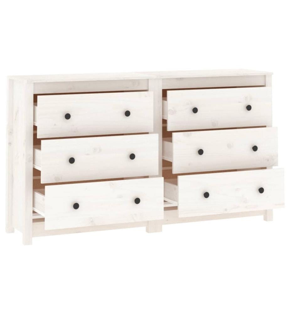 Buffet Blanc 140x35x80 cm Bois massif de pin