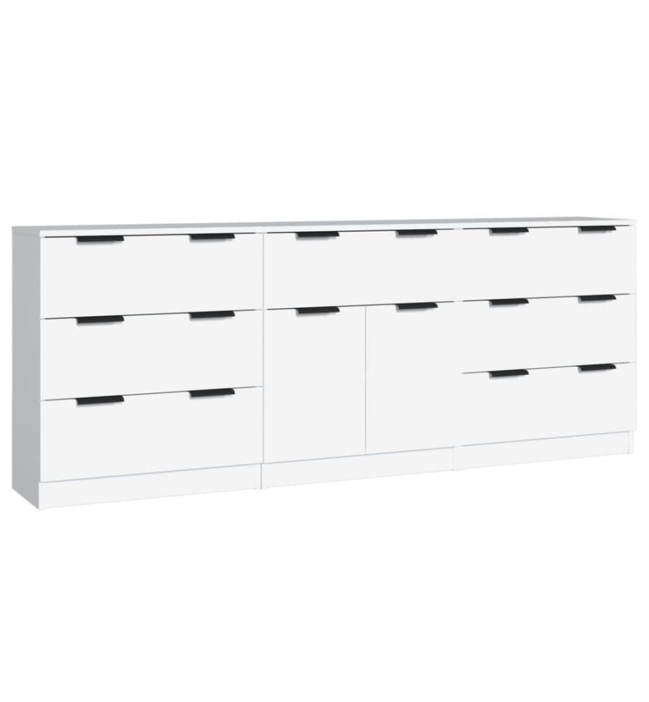 3-tlg. Sideboards Weiss Holzwerkstoff