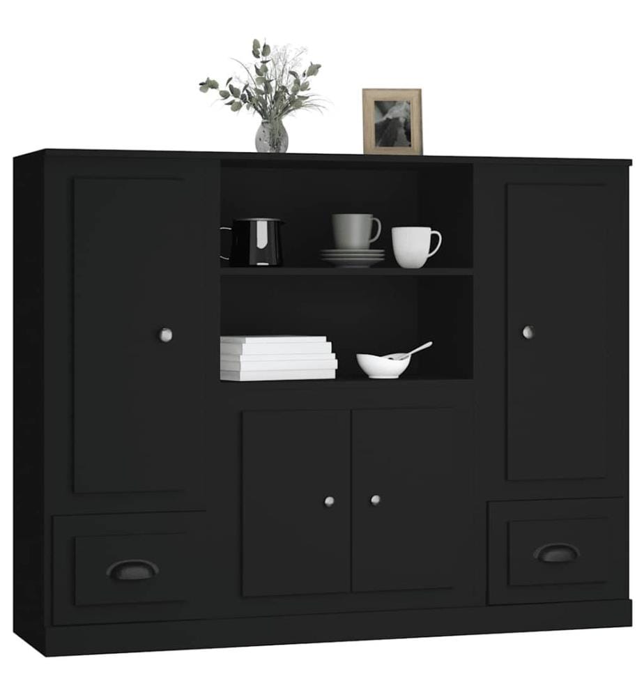 Highboards 3 Stk. Schwarz Holzwerkstoff