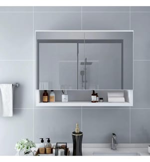 Armoire à miroir de salle de bain LED Blanc 80x15x60 cm MDF