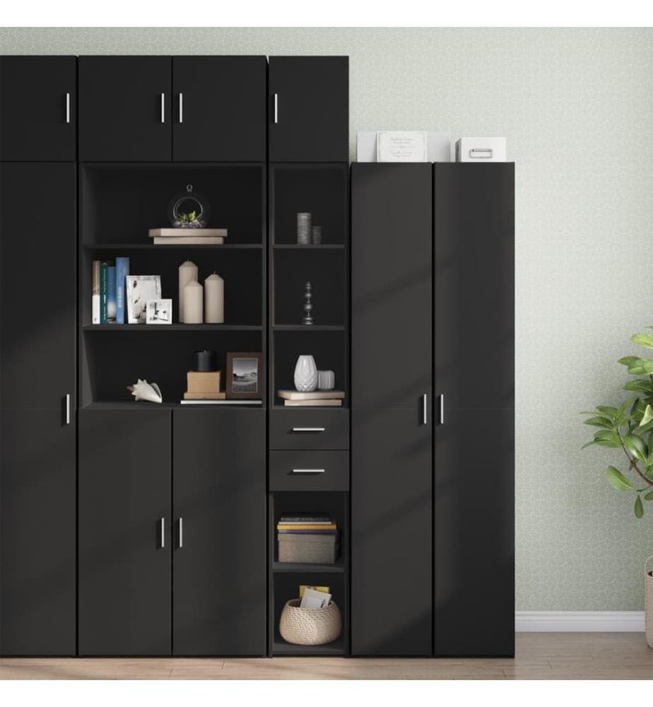 Hochschrank Schmal Schwarz 30x42,5x225 cm Holzwerkstoff