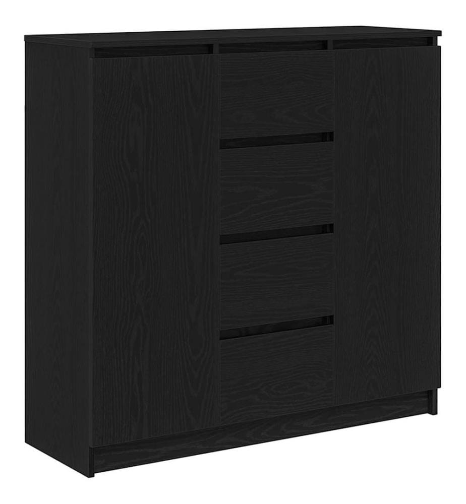 Sideboard mit Schubladen Schwarz Eichen-Optik 100,5x35x98,5 cm