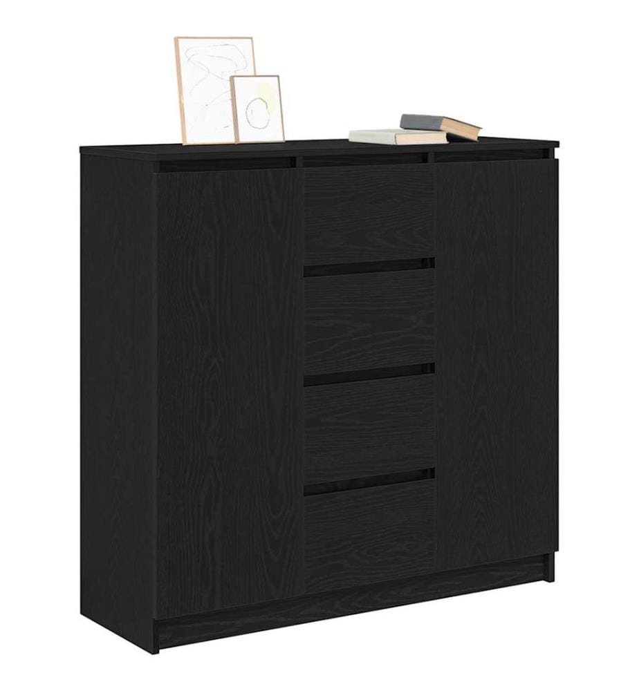 Sideboard mit Schubladen Schwarz Eichen-Optik 100,5x35x98,5 cm