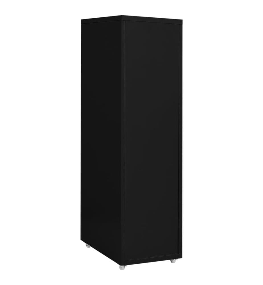 Aktenschrank mit Rollen Schwarz 28x41x109 cm Metall