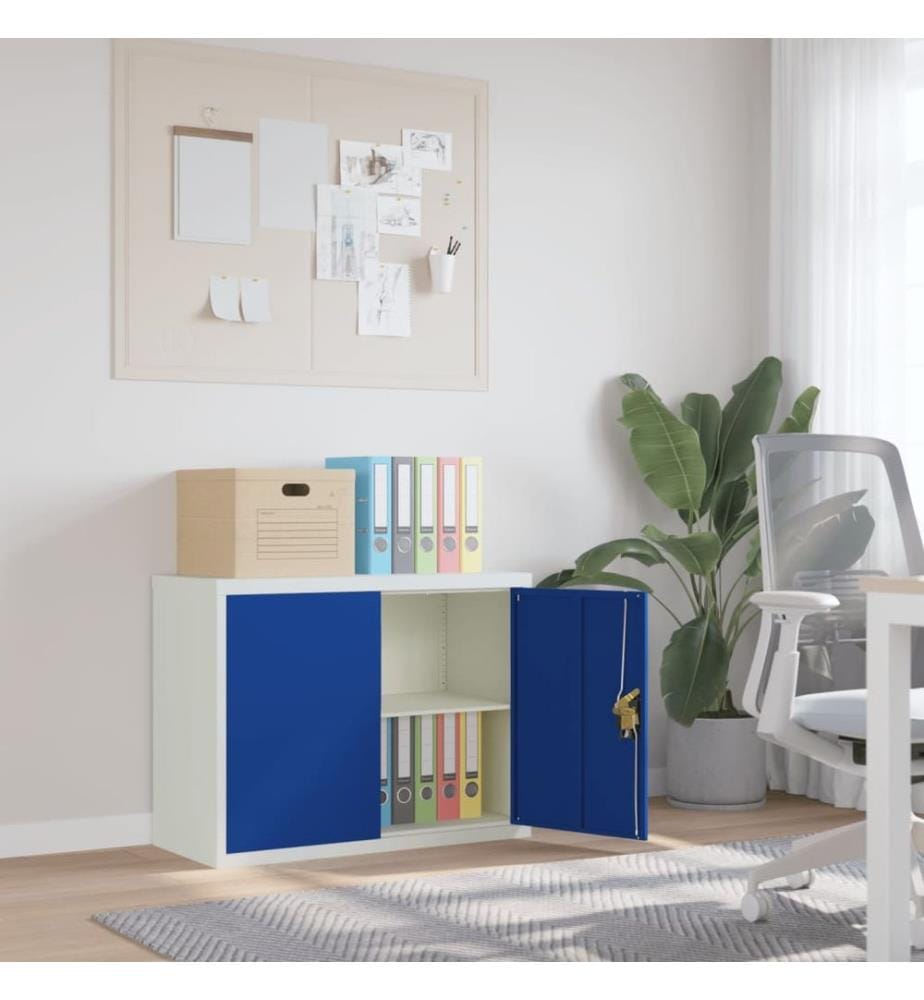 Aktenschrank Hellgrau und Blau 90x40x70 cm Stahl