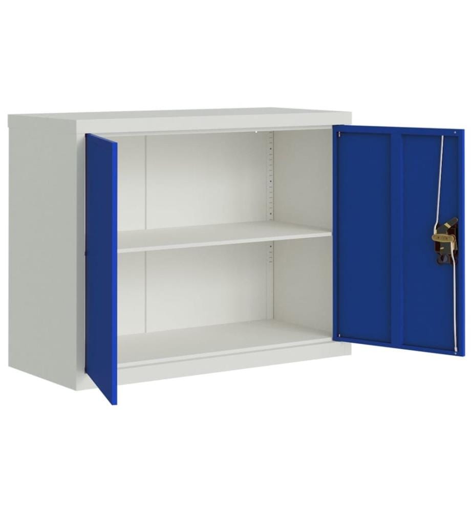 Aktenschrank Hellgrau und Blau 90x40x70 cm Stahl