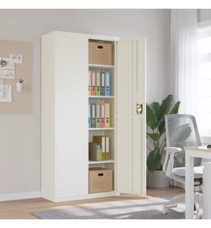 Aktenschrank Weiss 90x40x200 cm Stahl