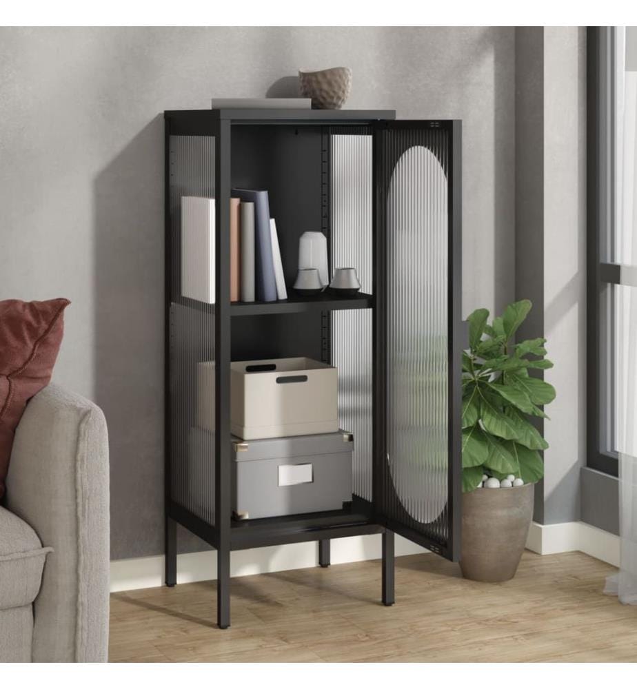 Sideboard Schwarz 40x35x105 cm Glas und Stahl