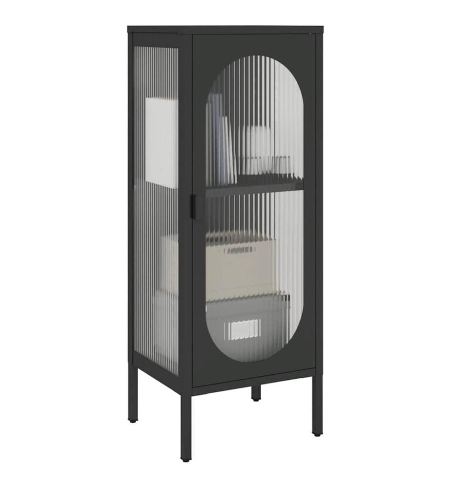 Sideboard Schwarz 40x35x105 cm Glas und Stahl