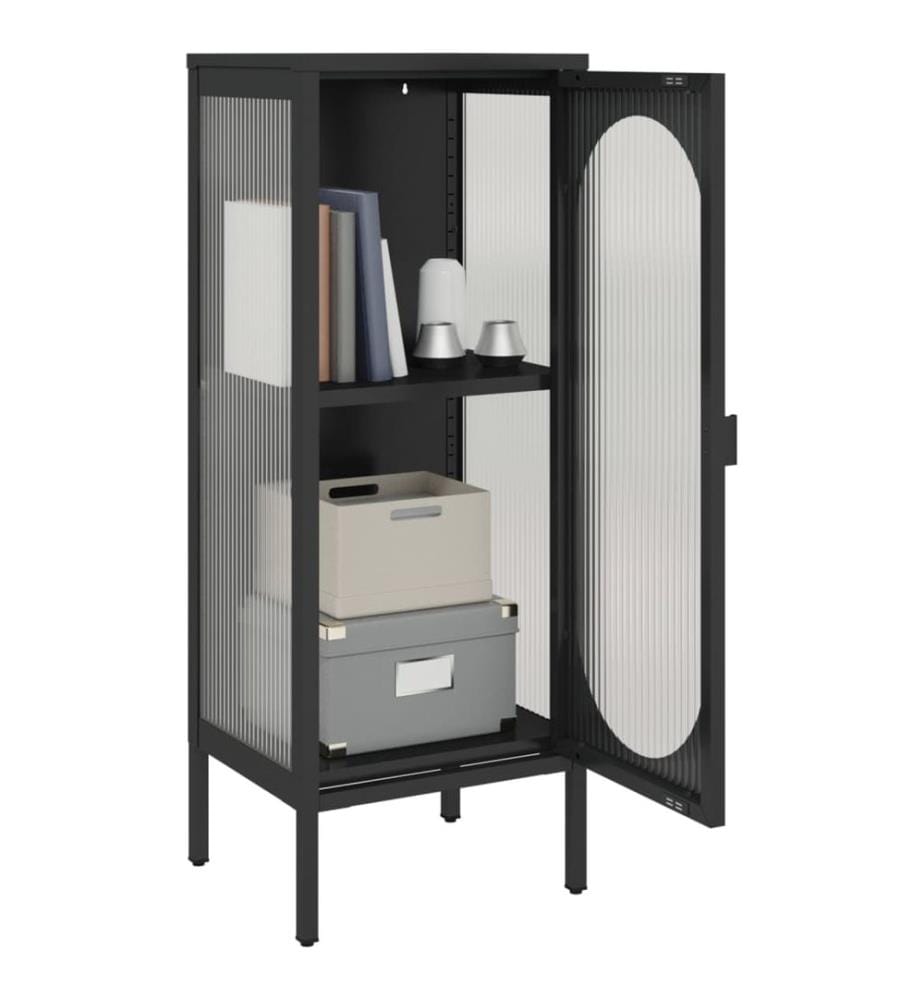 Sideboard Schwarz 40x35x105 cm Glas und Stahl