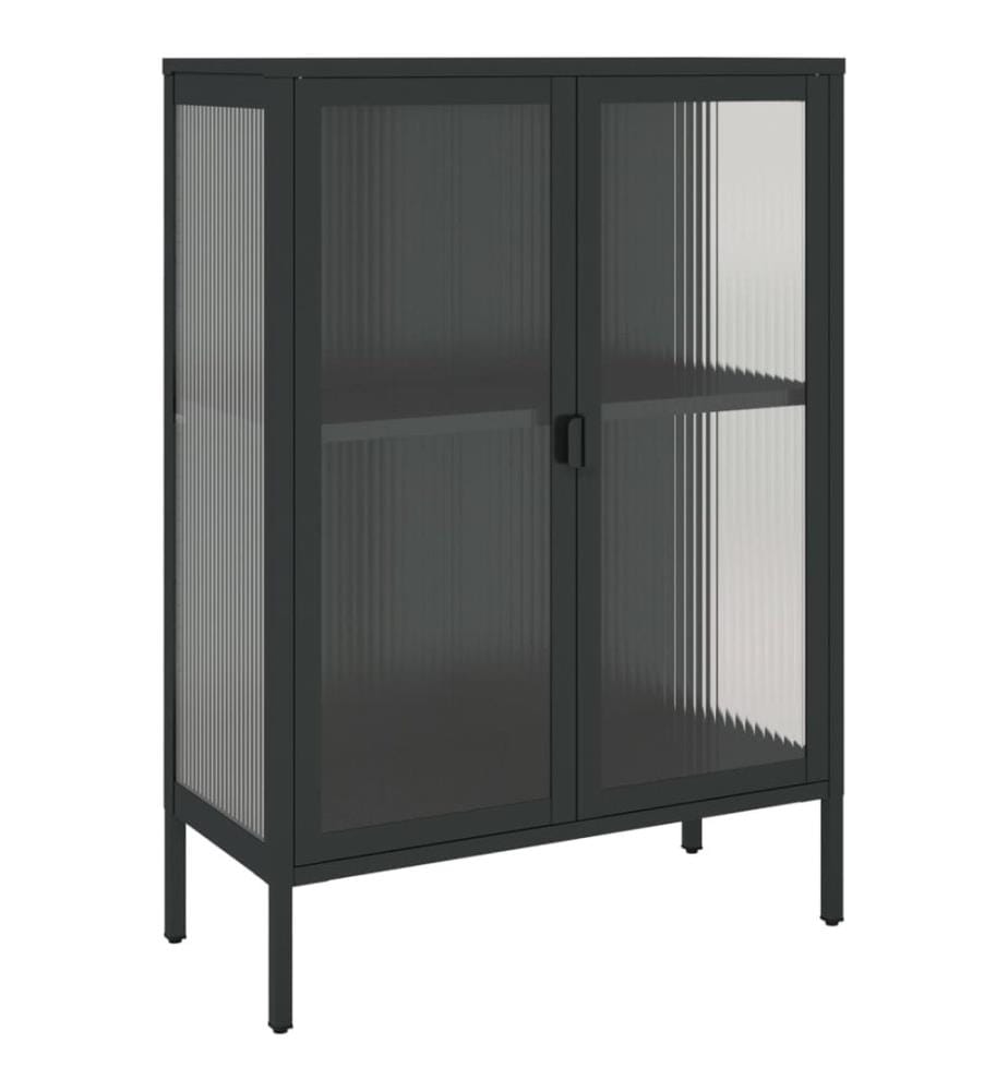 Sideboard Schwarz 75x35x105 cm Glas und Stahl