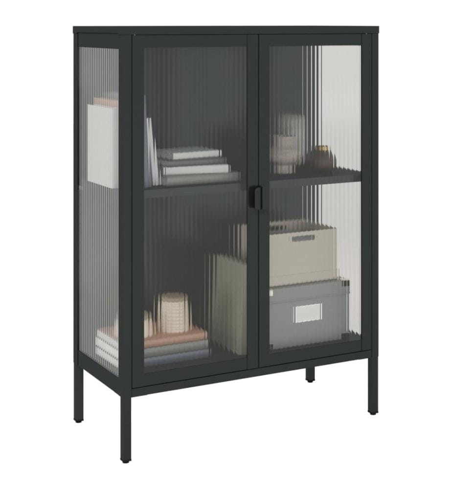 Sideboard Schwarz 75x35x105 cm Glas und Stahl