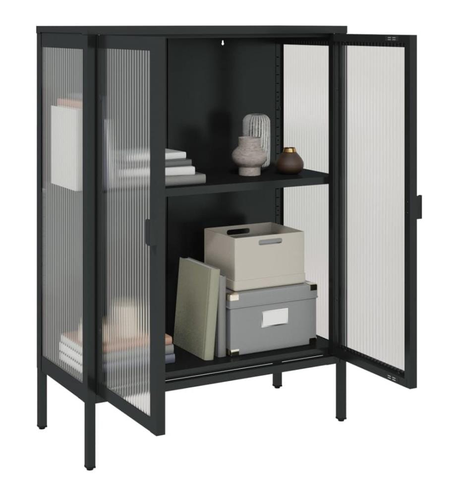 Sideboard Schwarz 75x35x105 cm Glas und Stahl