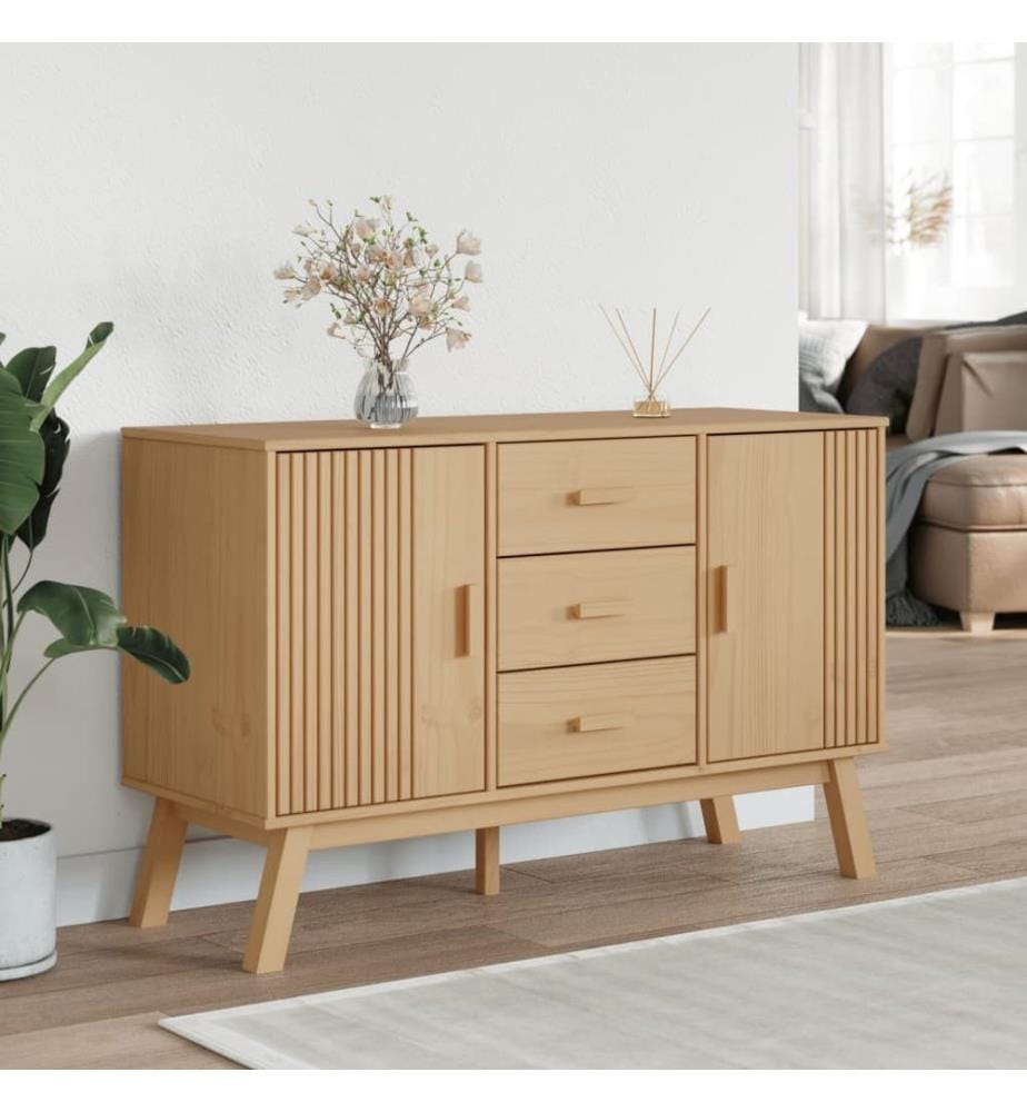 Sideboard OLDEN Braun 114x43x73,5 cm Massivholz Kiefer