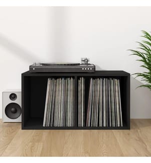 Boîte de rangement de vinyles Noir 71x34x36cm Bois d'ingénierie