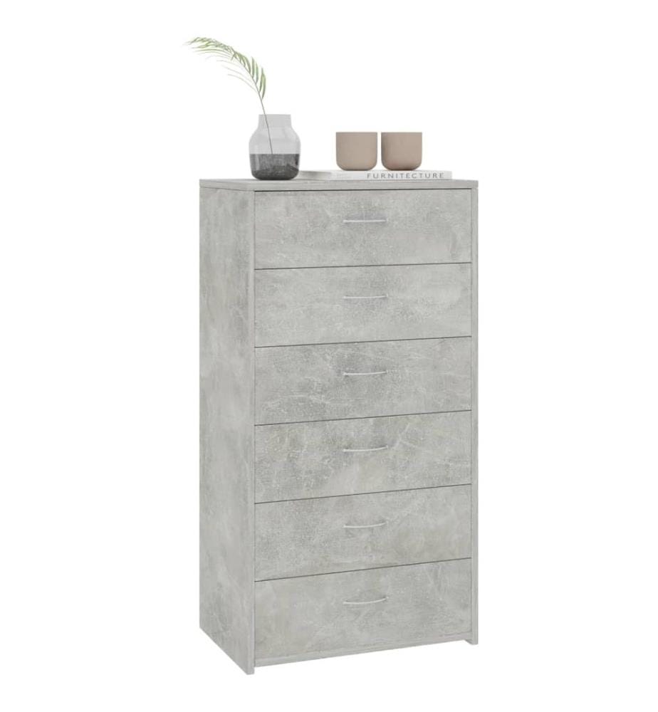 Sideboard mit 6 Schubladen Betongrau 50x34x96 cm Holzwerkstoff