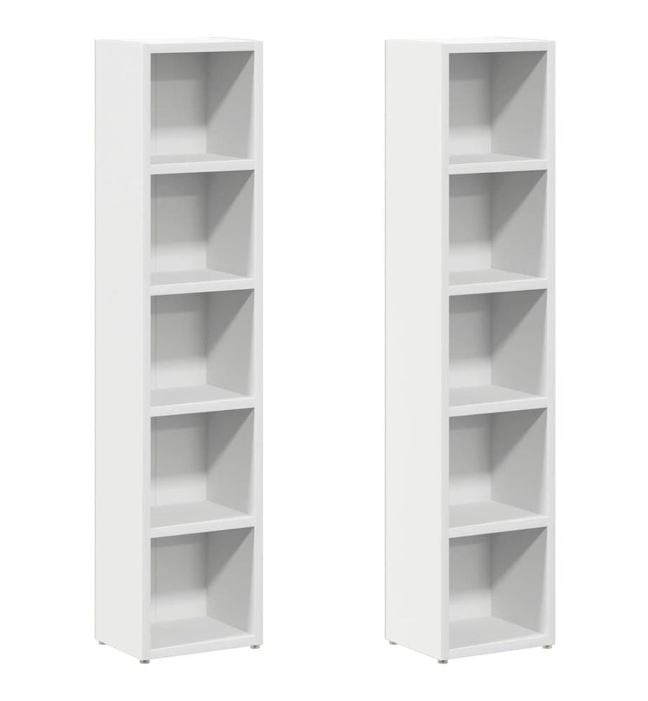 CD-Regale 2 Stk. Weiss 21x16x93,5 cm Holzwerkstoff