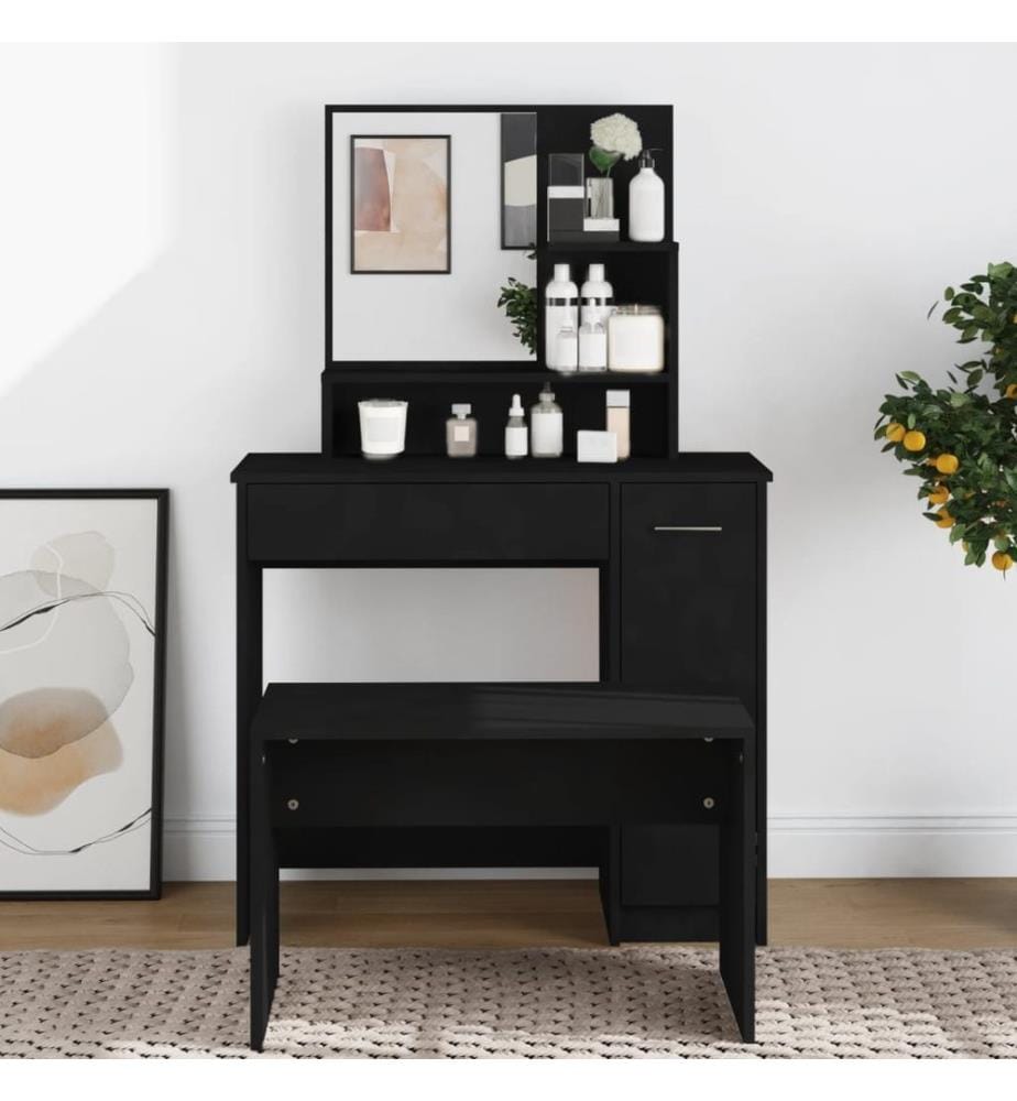 Coiffeuse avec miroir noir 86,5x35x136 cm