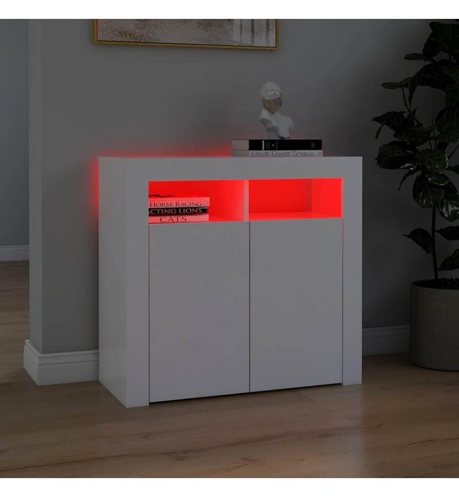 Sideboard mit LED-Leuchten Weiss 80x35x75 cm
