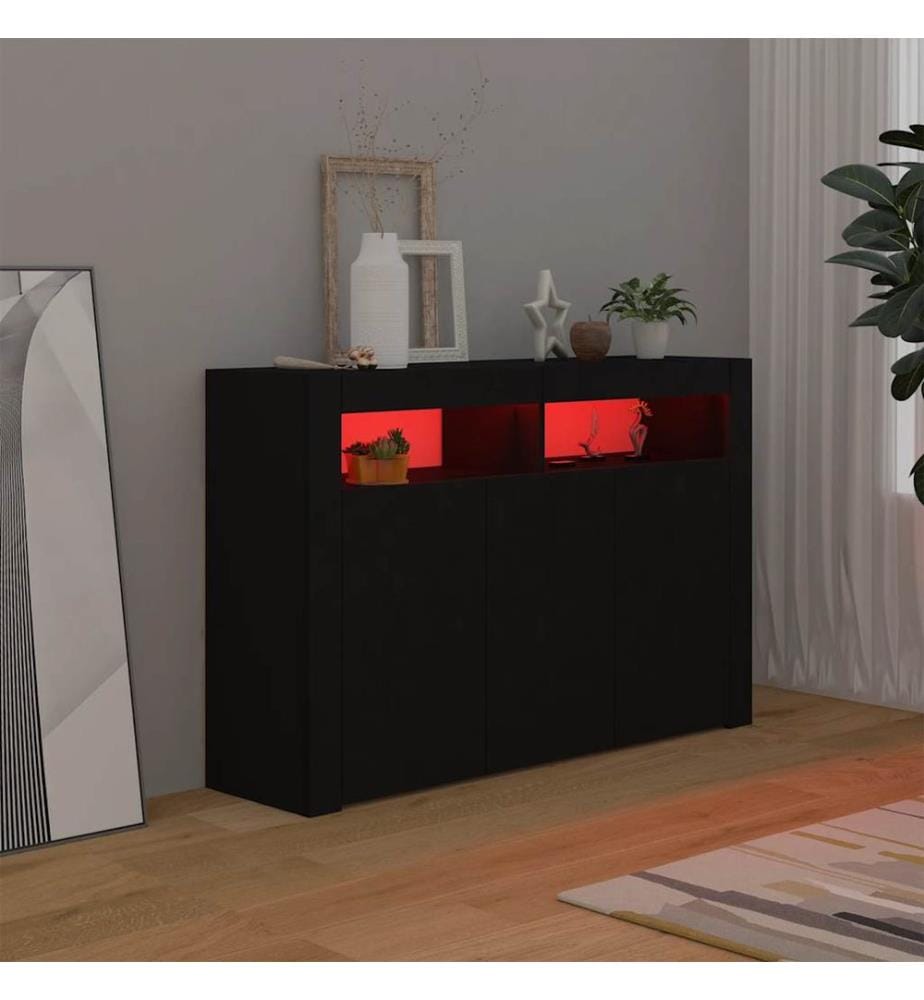 Sideboard mit LED-Leuchten Schwarz 115,5x30x75 cm