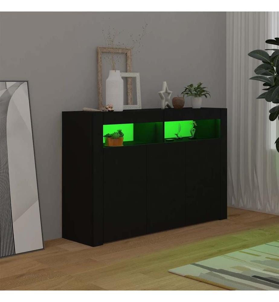Sideboard mit LED-Leuchten Schwarz 115,5x30x75 cm