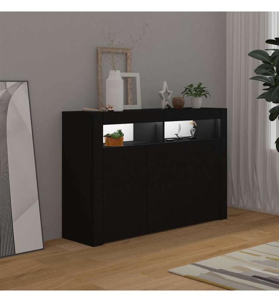 Sideboard mit LED-Leuchten Schwarz 115,5x30x75 cm