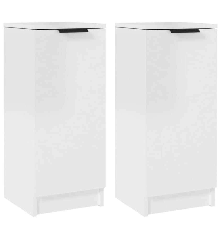 Sideboards 2 Stk. Hochglanz-Weiss 30x30x70 cm Holzwerkstoff