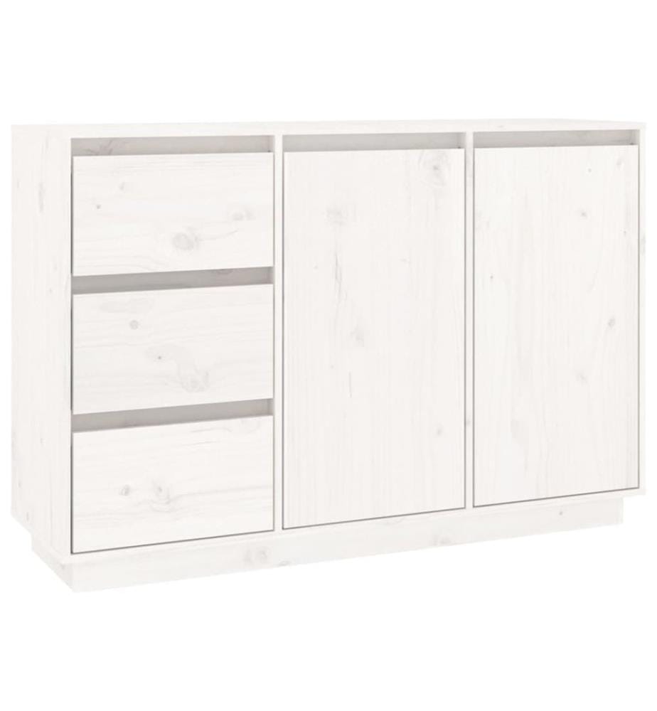Buffet Blanc 111x34x75 cm Bois massif de pin