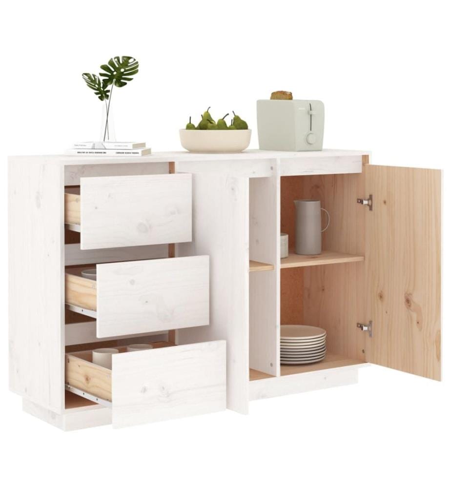 Buffet Blanc 111x34x75 cm Bois massif de pin
