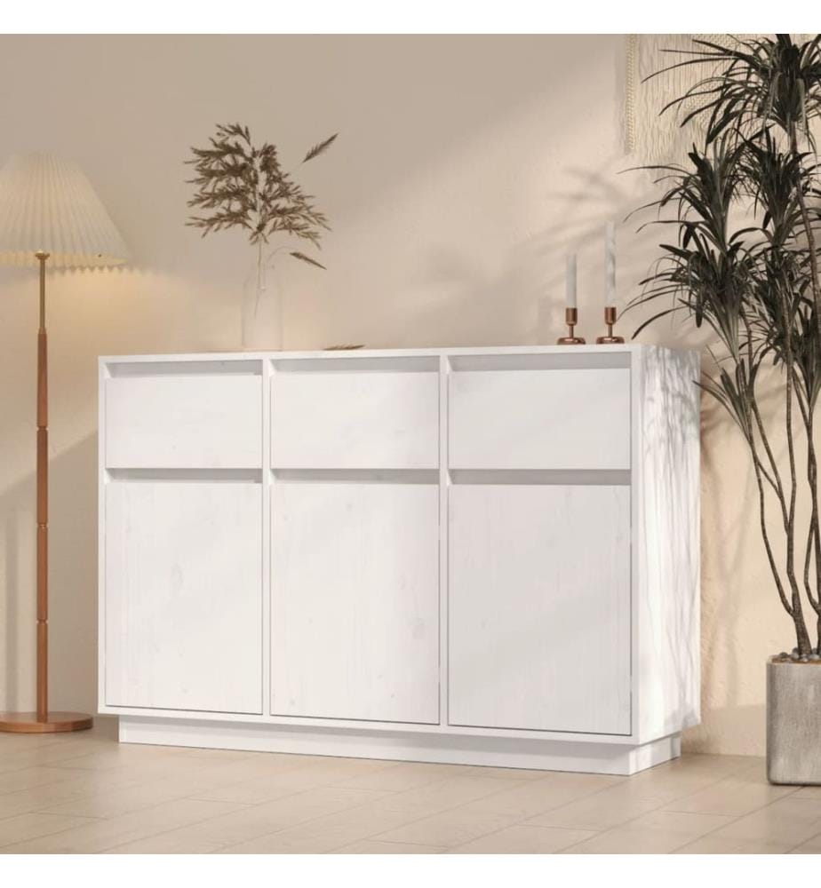 Sideboard Weiss 110x34x75 cm Massivholz Kiefer