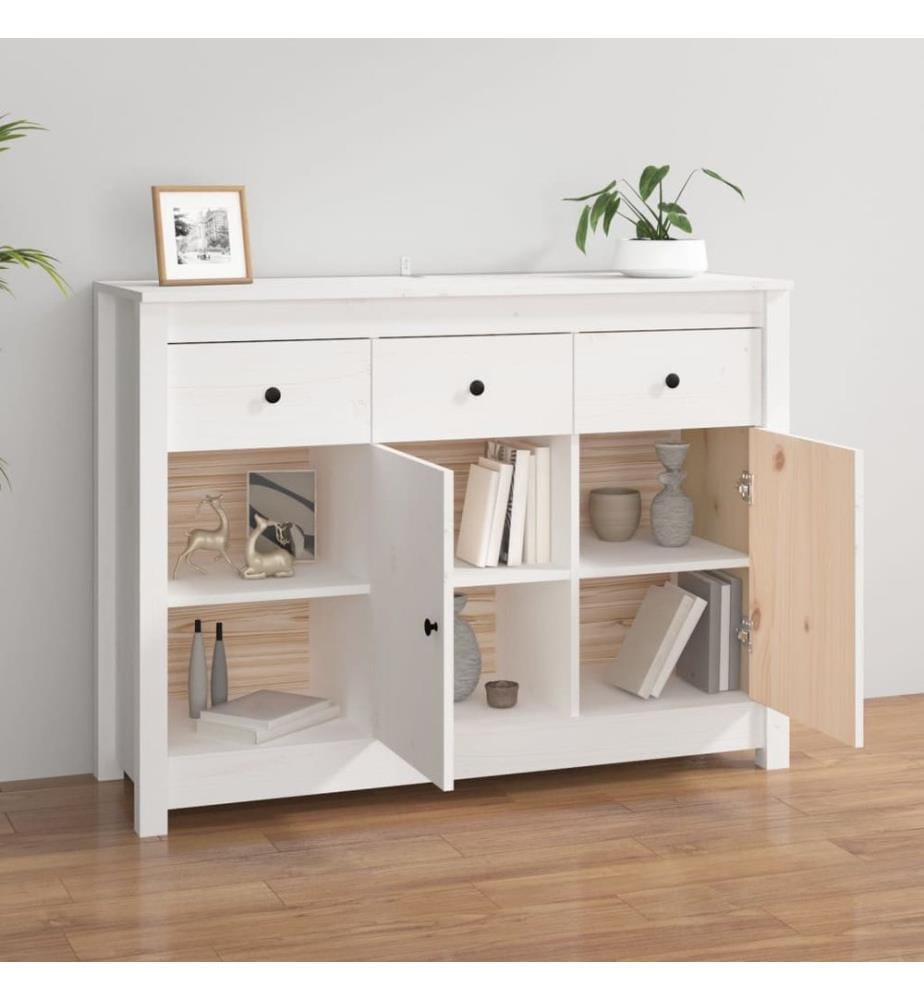 Sideboard Weiss 100x35x74 cm Massivholz Kiefer