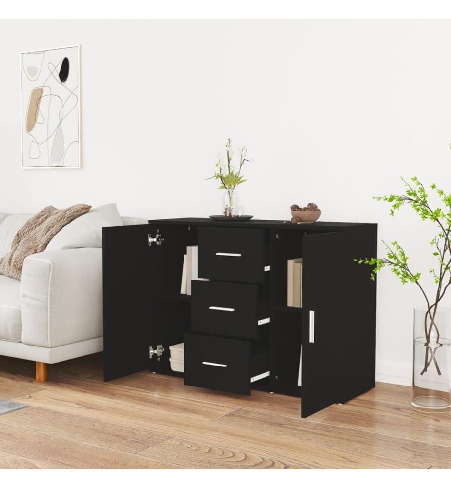 Sideboard Schwarz 91x29,5x65 cm Holzwerkstoff