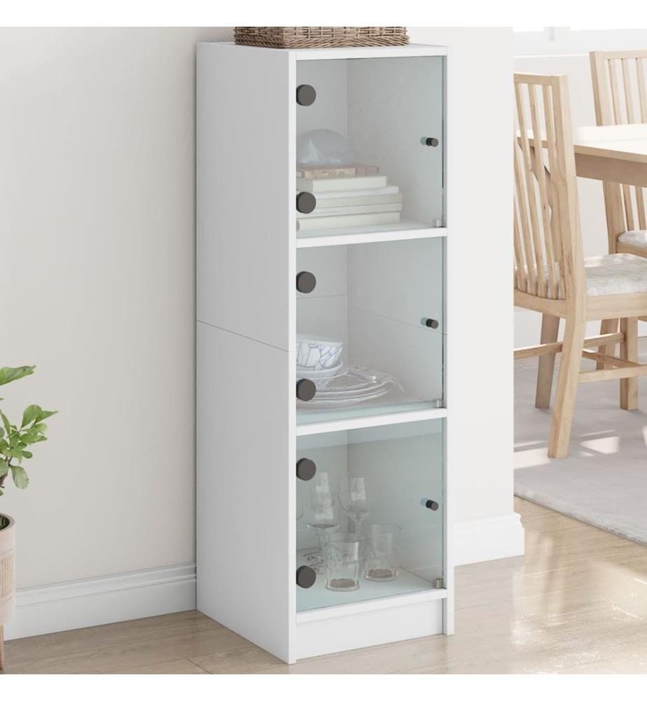 Highboard mit Glastüren Weiss 35x37x109 cm