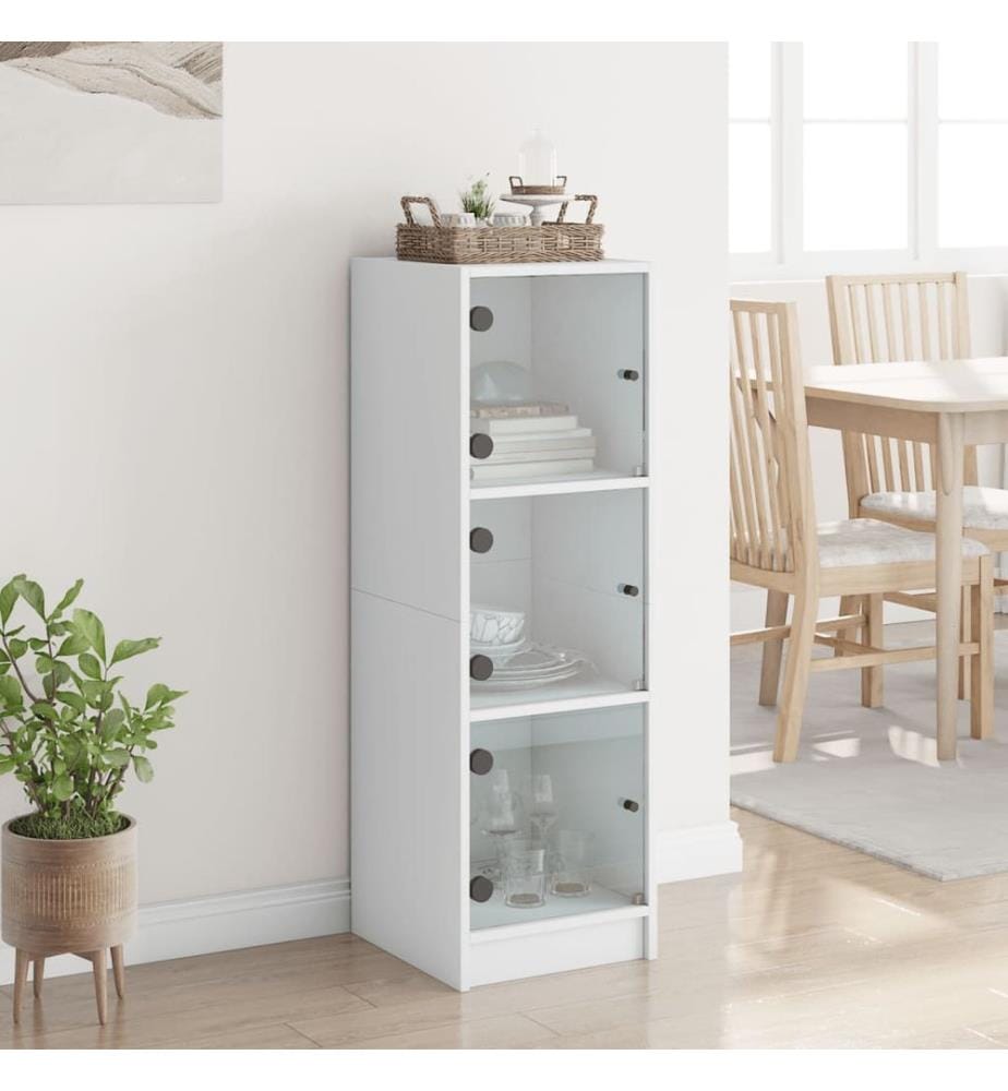 Highboard mit Glastüren Weiss 35x37x109 cm
