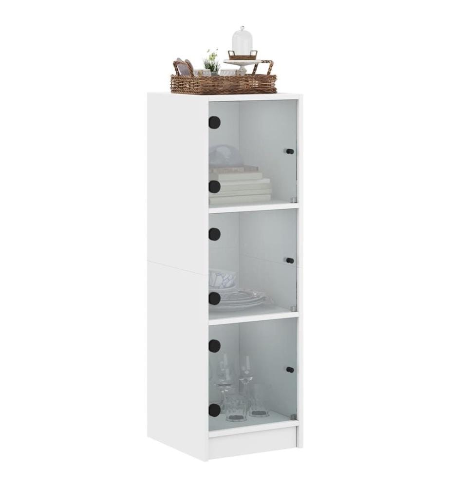 Highboard mit Glastüren Weiss 35x37x109 cm