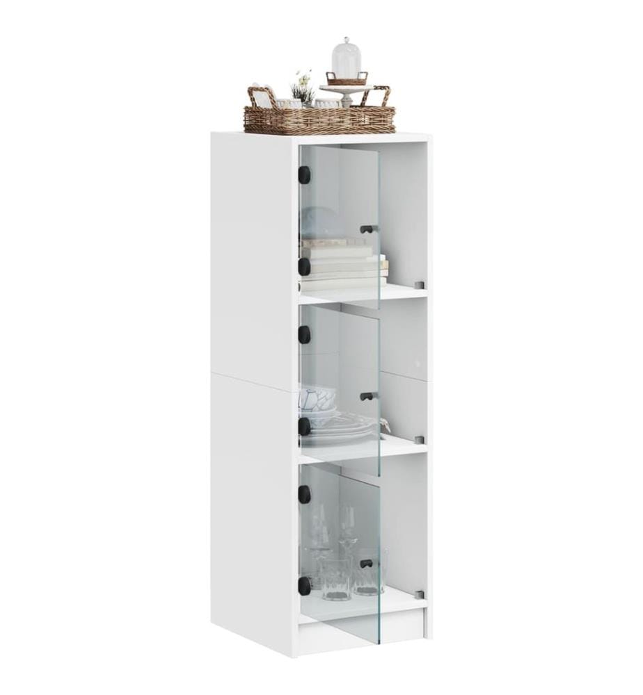 Highboard mit Glastüren Weiss 35x37x109 cm
