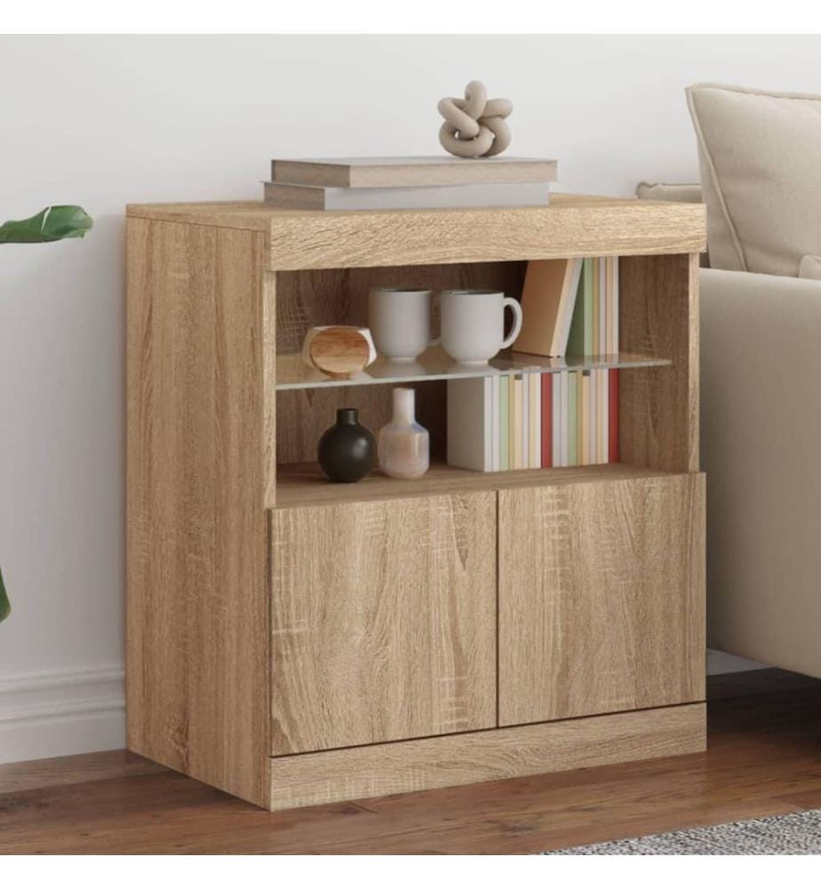 Sideboard mit LED-Leuchten Sonoma-Eiche 60x37x67 cm