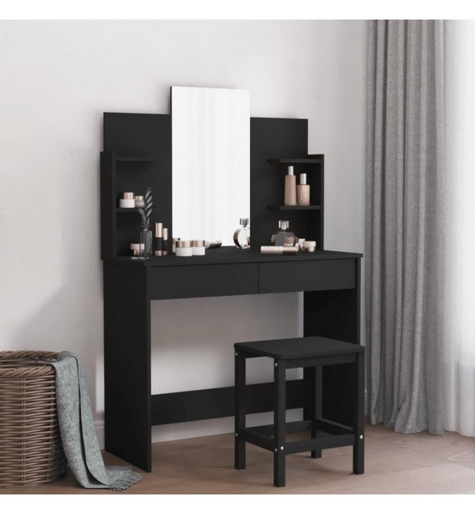 Schminktisch mit Spiegel Schwarz 96x39x142 cm
